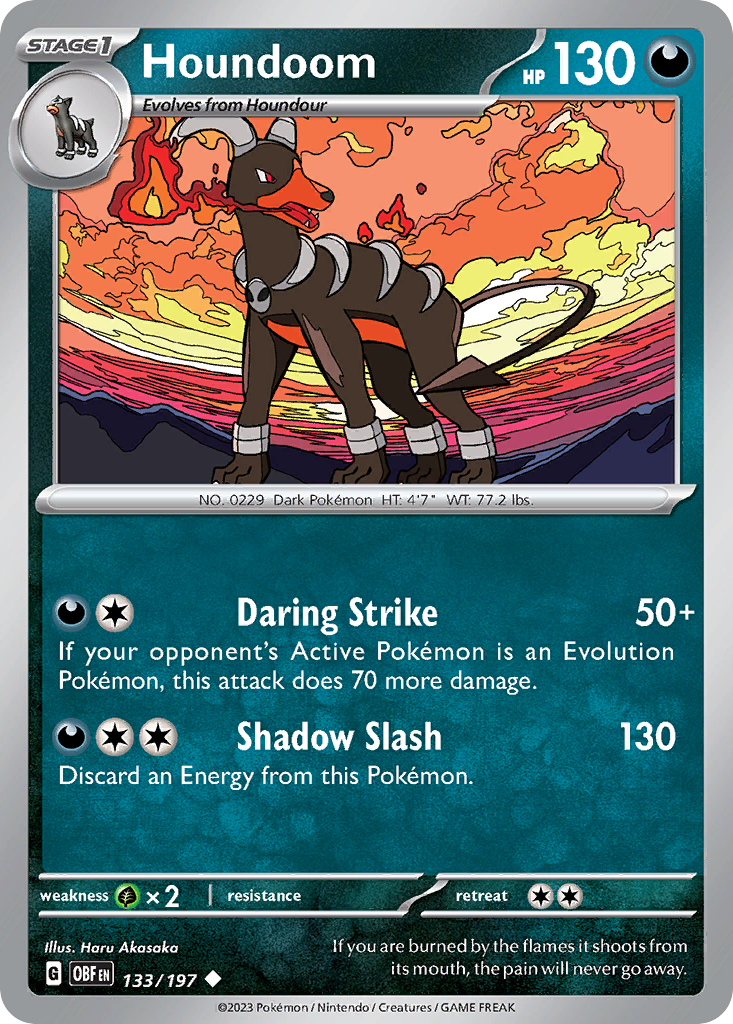 133/197 - Houndoom - Obsidian Flames - Reverse Holo