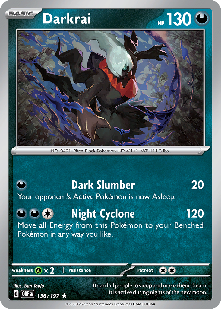 136/197 - Darkrai - Obsidian Flames - Reverse Holo
