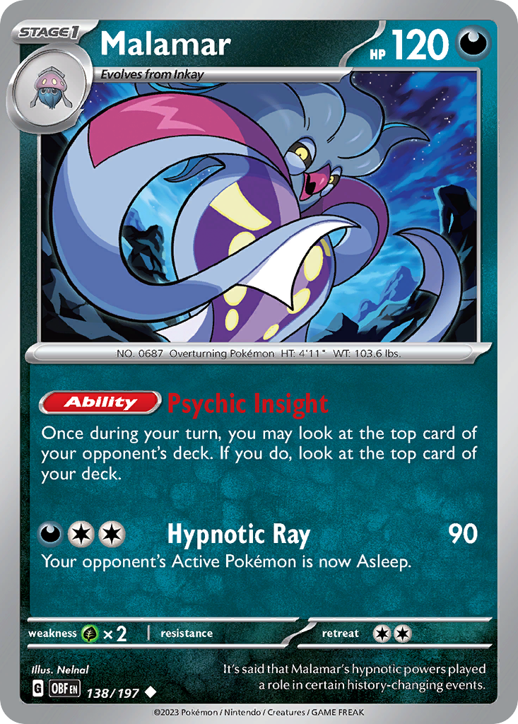 138/197 - Malamar - Obsidian Flames - Reverse Holo