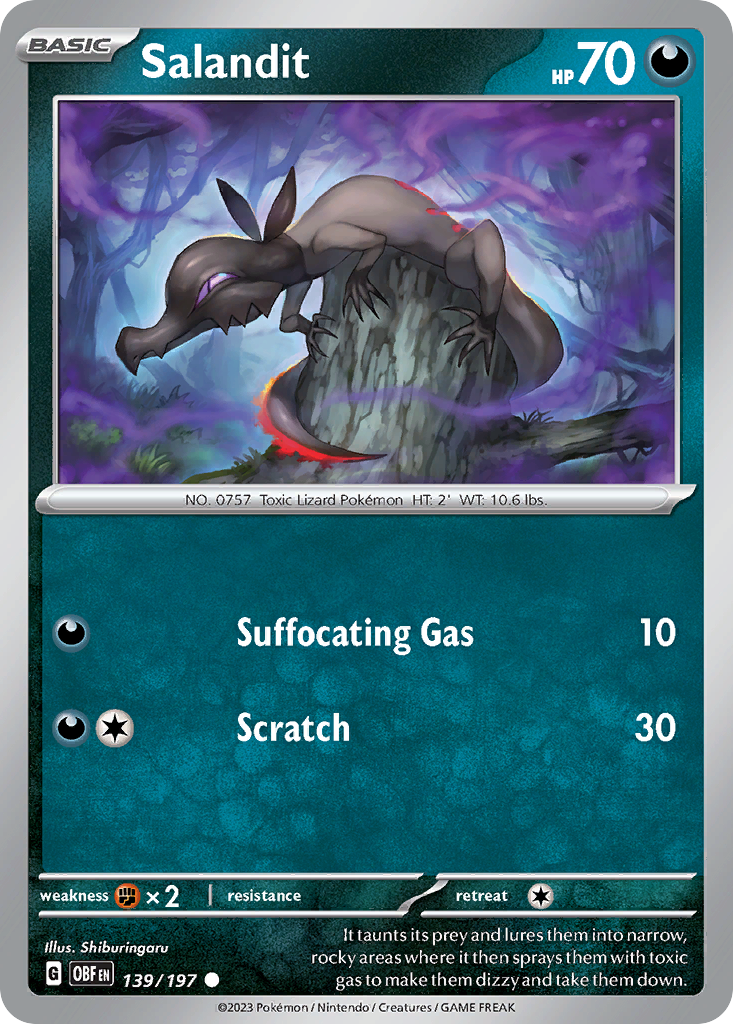 139/197 - Salandit - Obsidian Flames - Reverse Holo