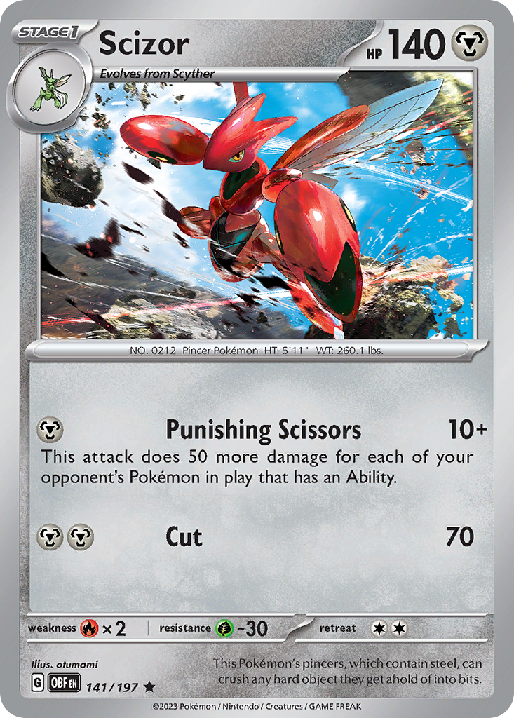 141/197 - Scizor - Obsidian Flames - Reverse Holo