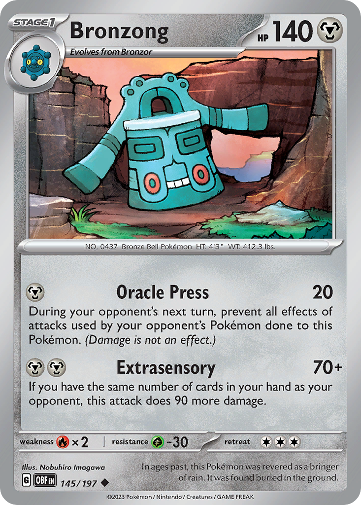 145/197 - Bronzong - Obsidian Flames - Reverse Holo