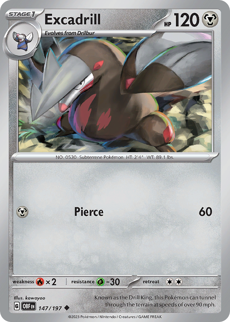 147/197 - Excadrill - Obsidian Flames - Reverse Holo