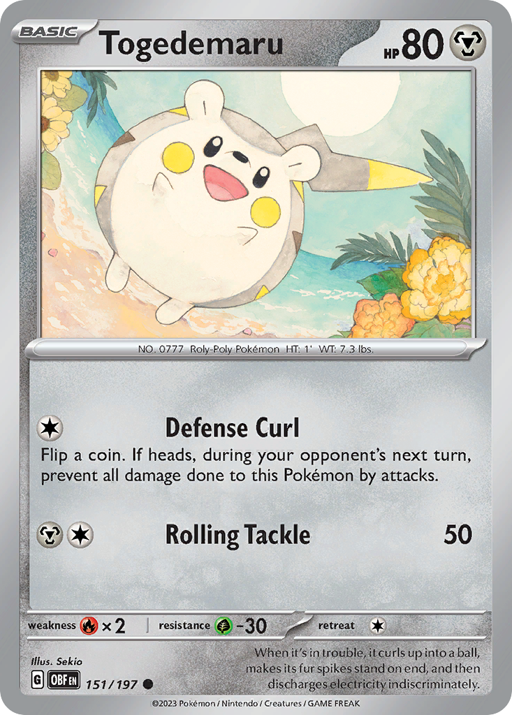 151/197 - Togedemaru - Obsidian Flames - Reverse Holo