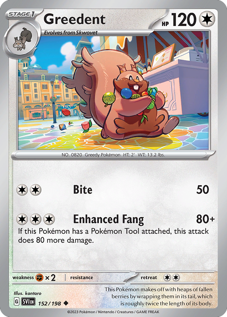 152/198 - Greedent - Scarlet & Violet - Reverse Holo