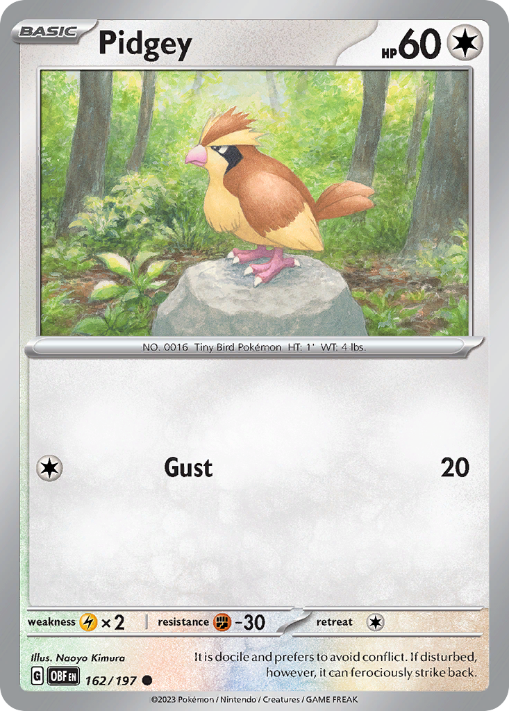 162/197 - Pidgey - Obsidian Flames - Reverse Holo