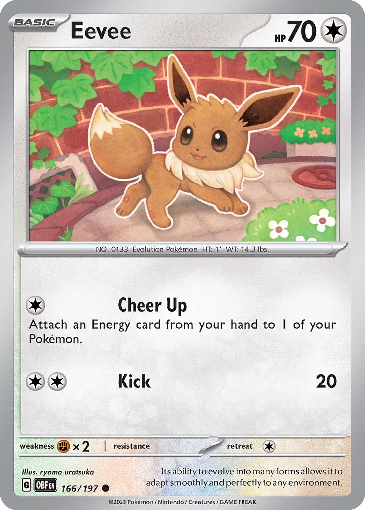 166/197 - Eevee - Obsidian Flames - Reverse Holo