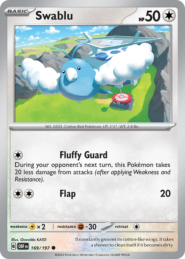 169/197 - Swablu - Obsidian Flames - Reverse Holo