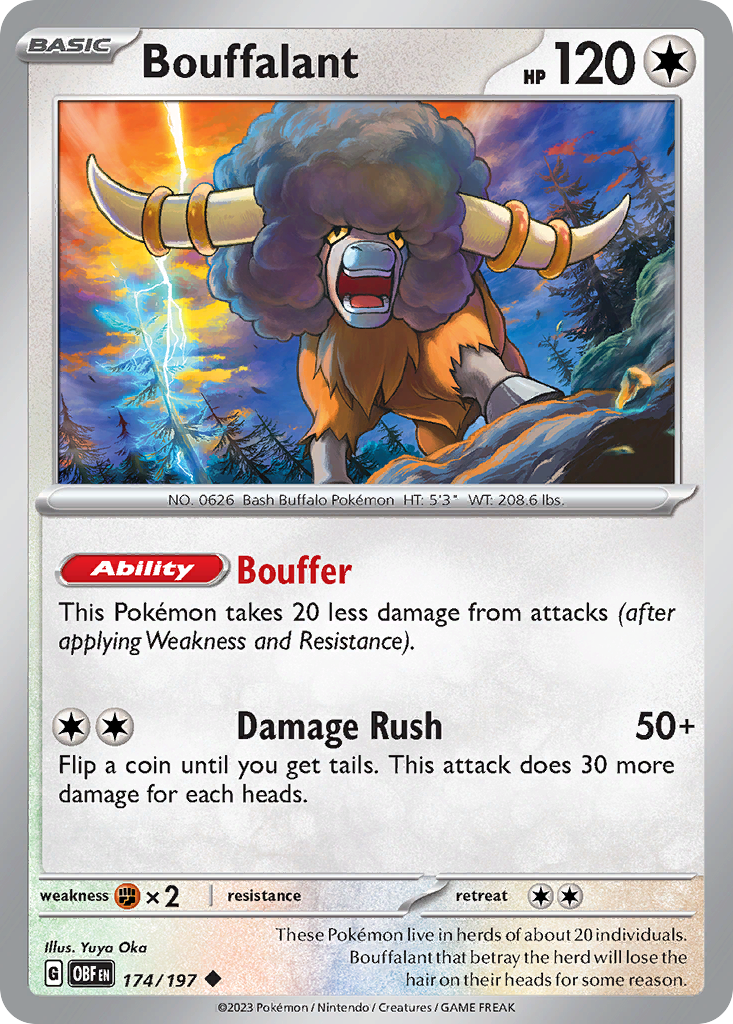 174/197 - Bouffalant - Obsidian Flames - Reverse Holo