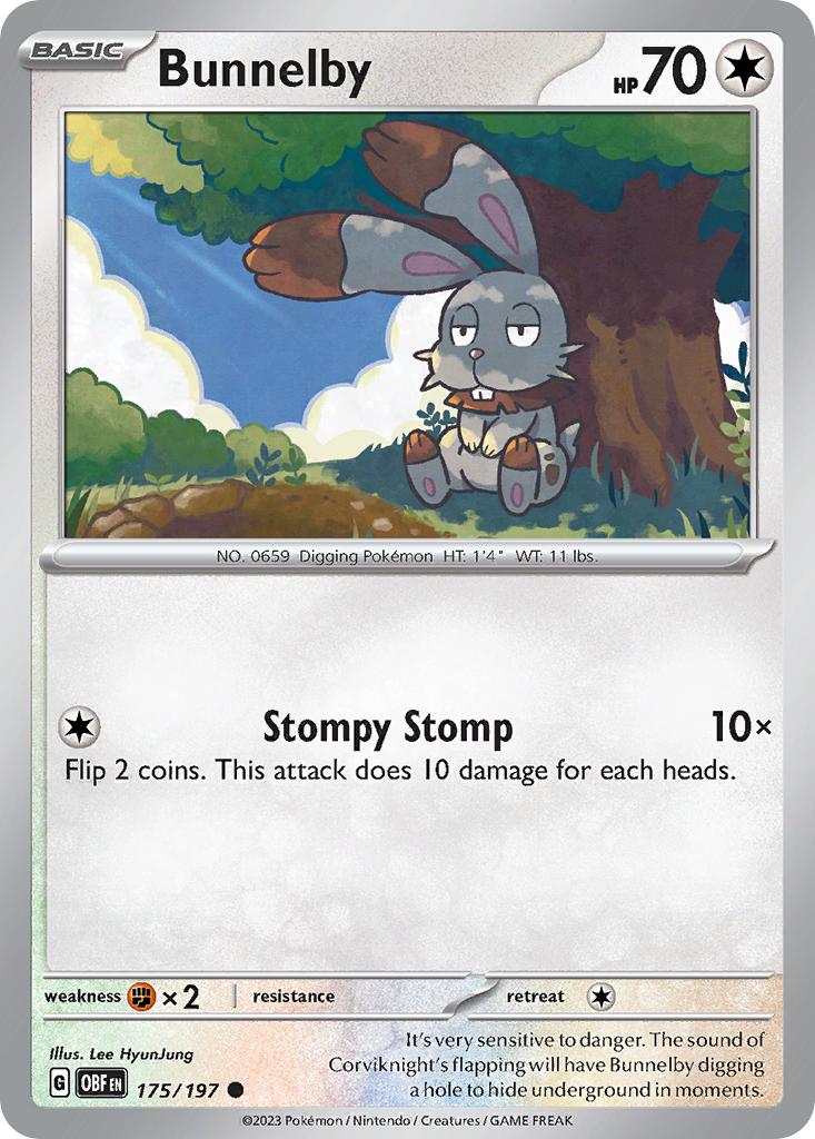 175/197 - Bunnelby - Obsidian Flames - Reverse Holo