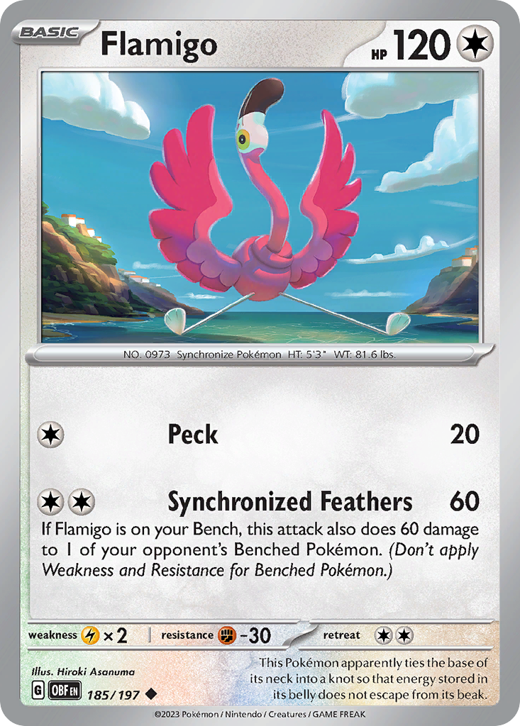 185/197 - Flamigo - Obsidian Flames - Reverse Holo