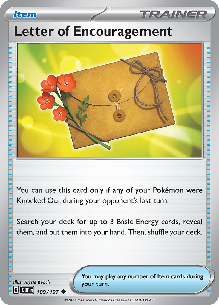 189/197 - Letter of Encouragement - Obsidian Flames - Reverse Holo