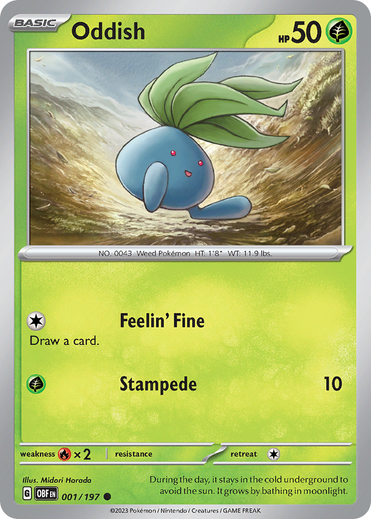 001/197 - Oddish - Obsidian Flames - Reverse Holo